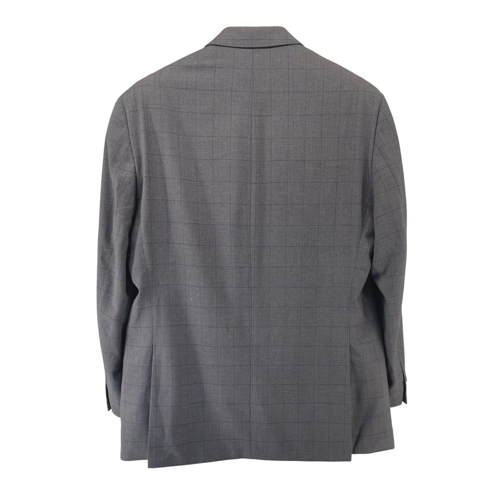Sean John Mens 44L Blazer Charcoal Indigo Windowpane Purple Lining Suit Jacket - Picture 9 of 14